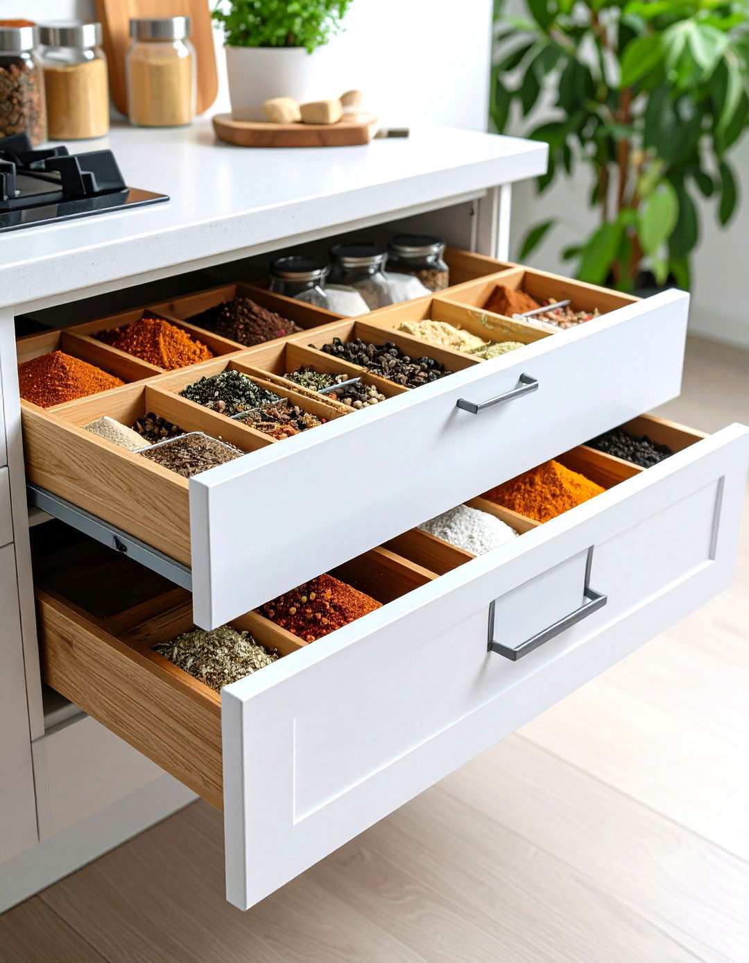 Sliding Spice Drawer Inserts - 24 Small Kitchen Storage Ideas