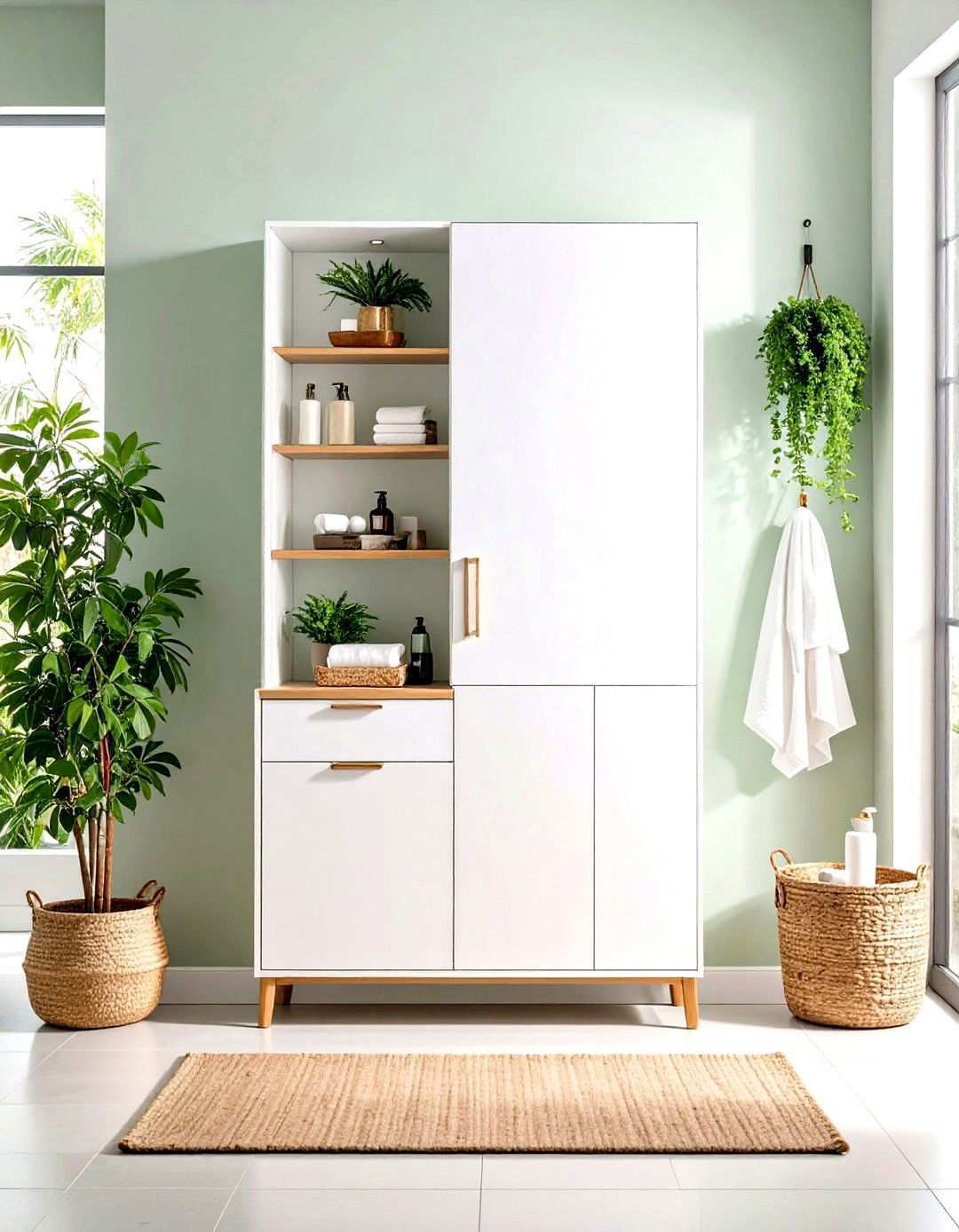 Slim Profile Wall Cabinets - 24 Small Bathroom Shelving Ideas