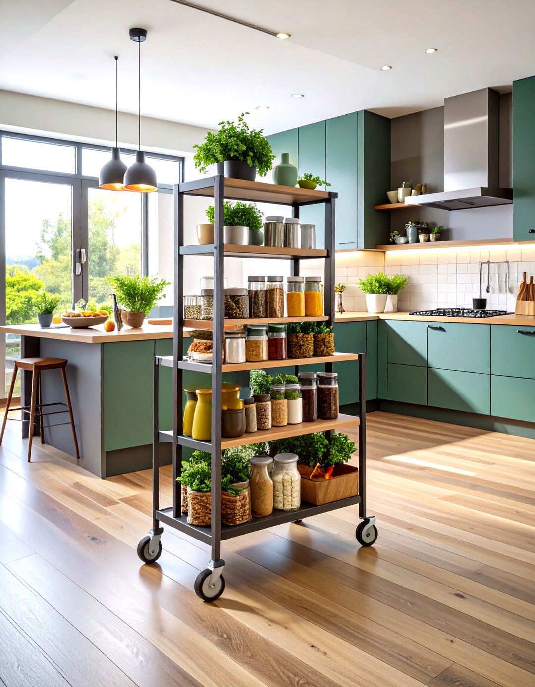 Slim Rolling Cart Spice Storage - 24 Spice Rack Ideas