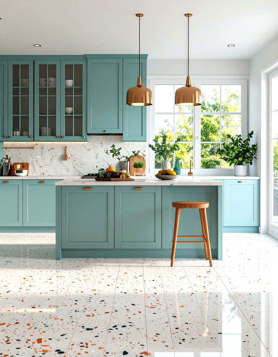 Small Chip Fine Terrazzo Flooring - 24 Terrazzo Kitchen Floor Ideas