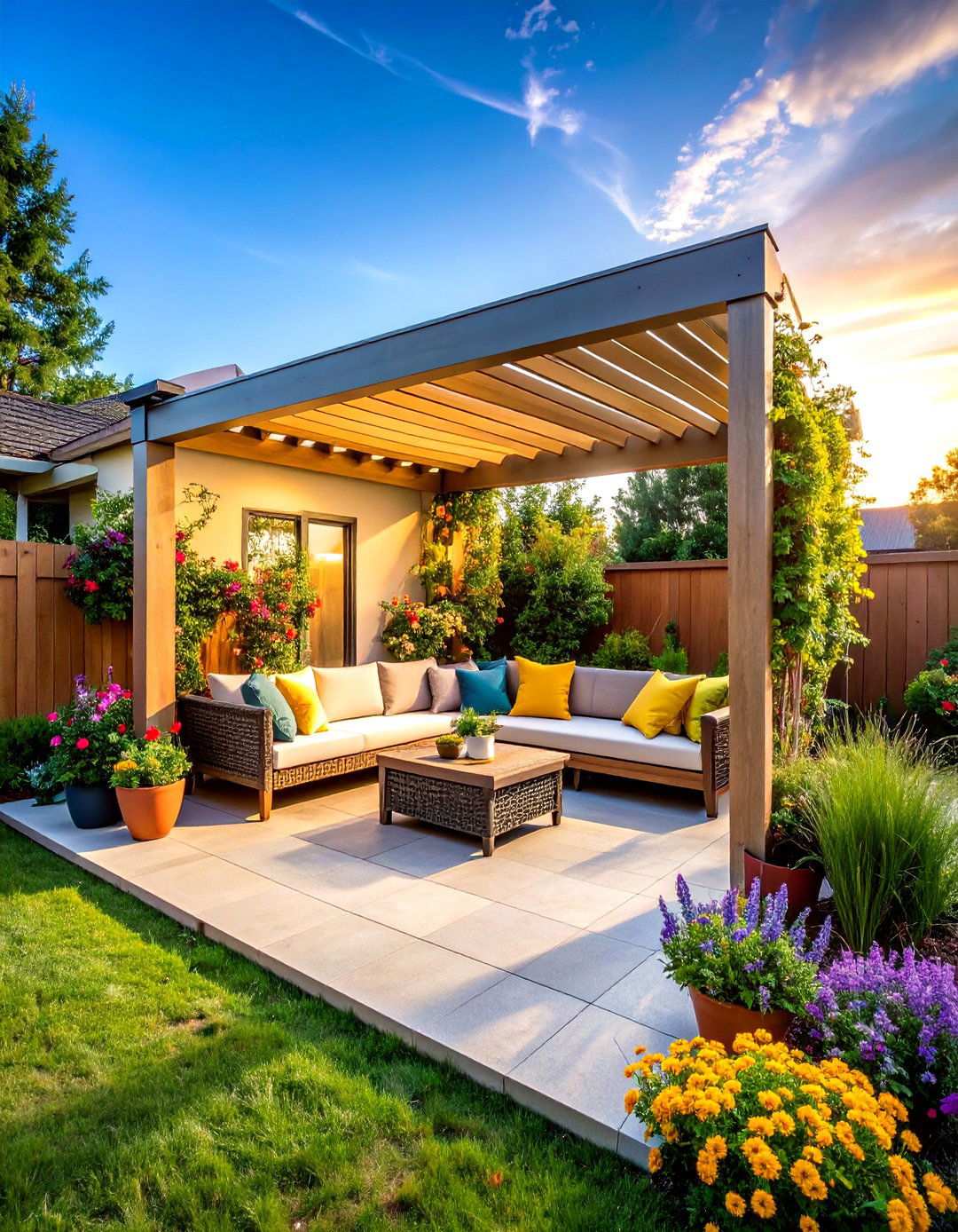 Small Corner Pergola Installation - 24 Patio With a Pergola Ideas