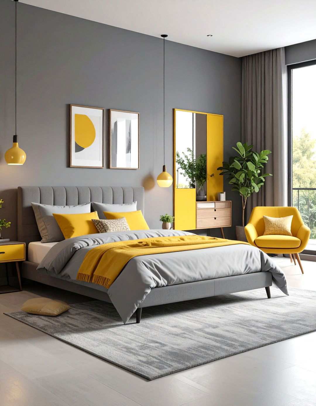 Small Space Clever Yellow and Grey Bedroom - 24 Yellow and Grey Bedroom Ideas