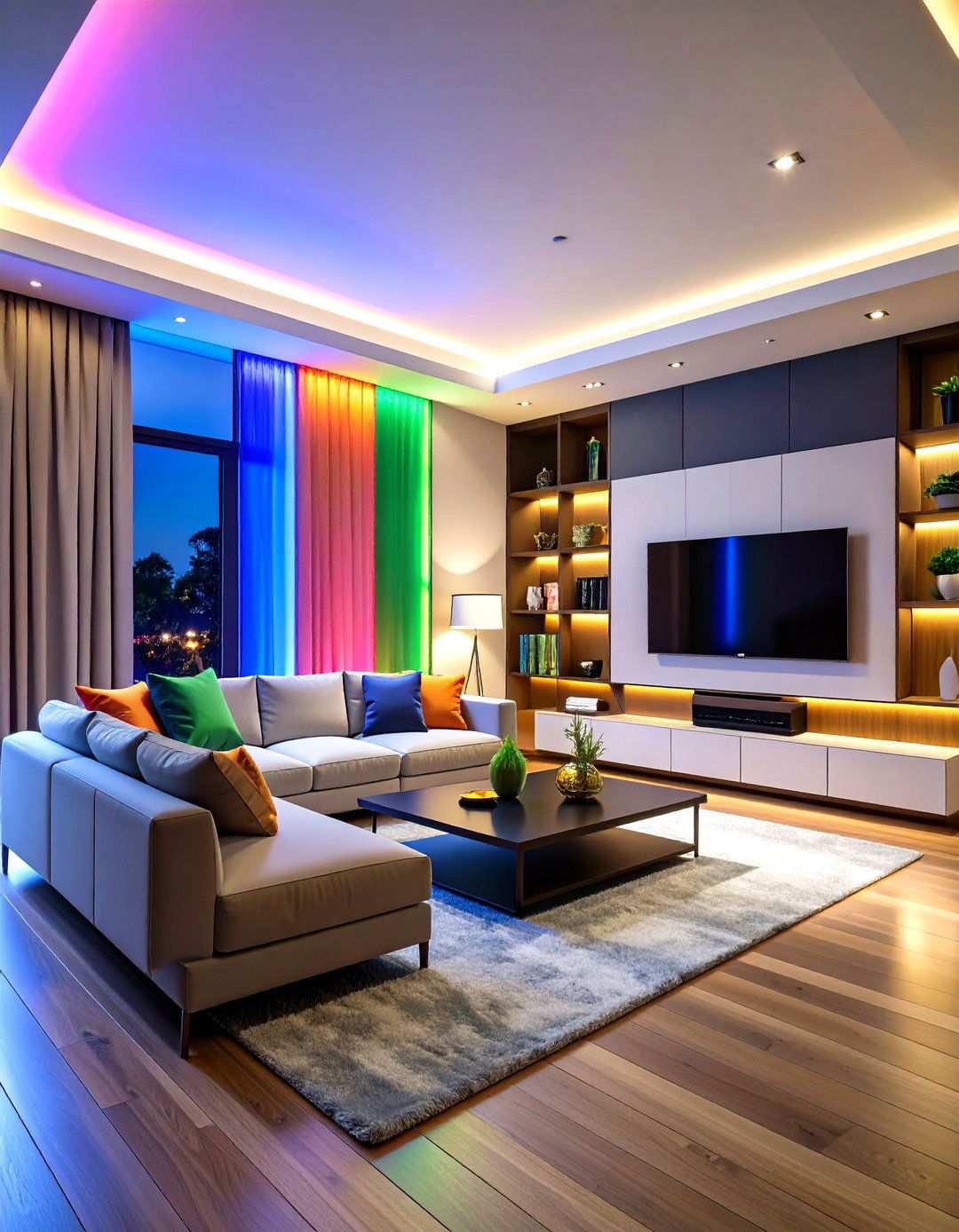 Smart Color Changing RGB Wall Lights - 24 Living Room Wall Lighting Ideas