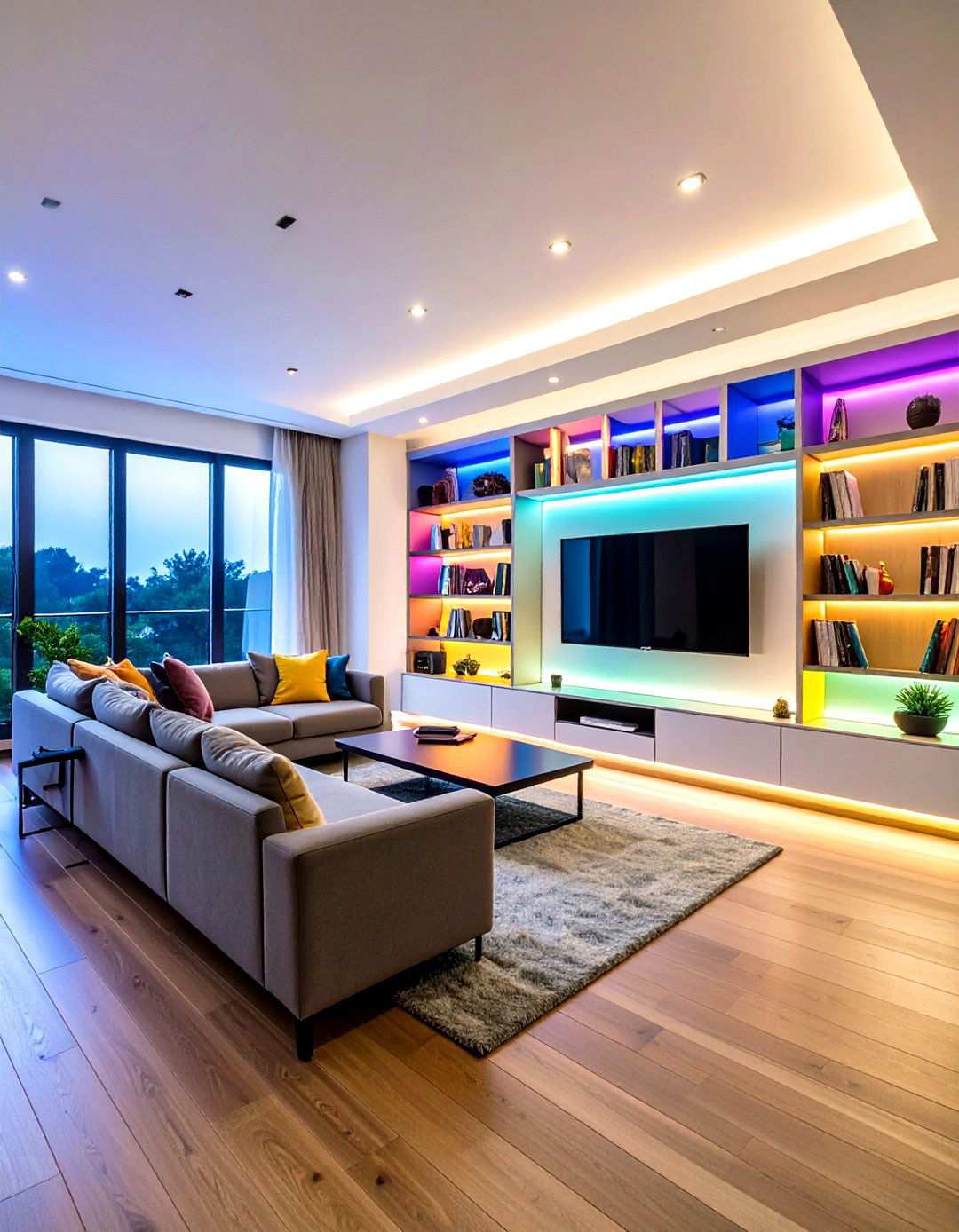 Smart LED Strip Accent Lighting - 24 Living Room Lighting Ideas