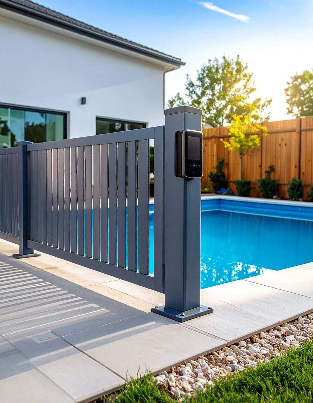 Smart Pool Fence with Integrated Technology - 24 Pool Fence Ideas