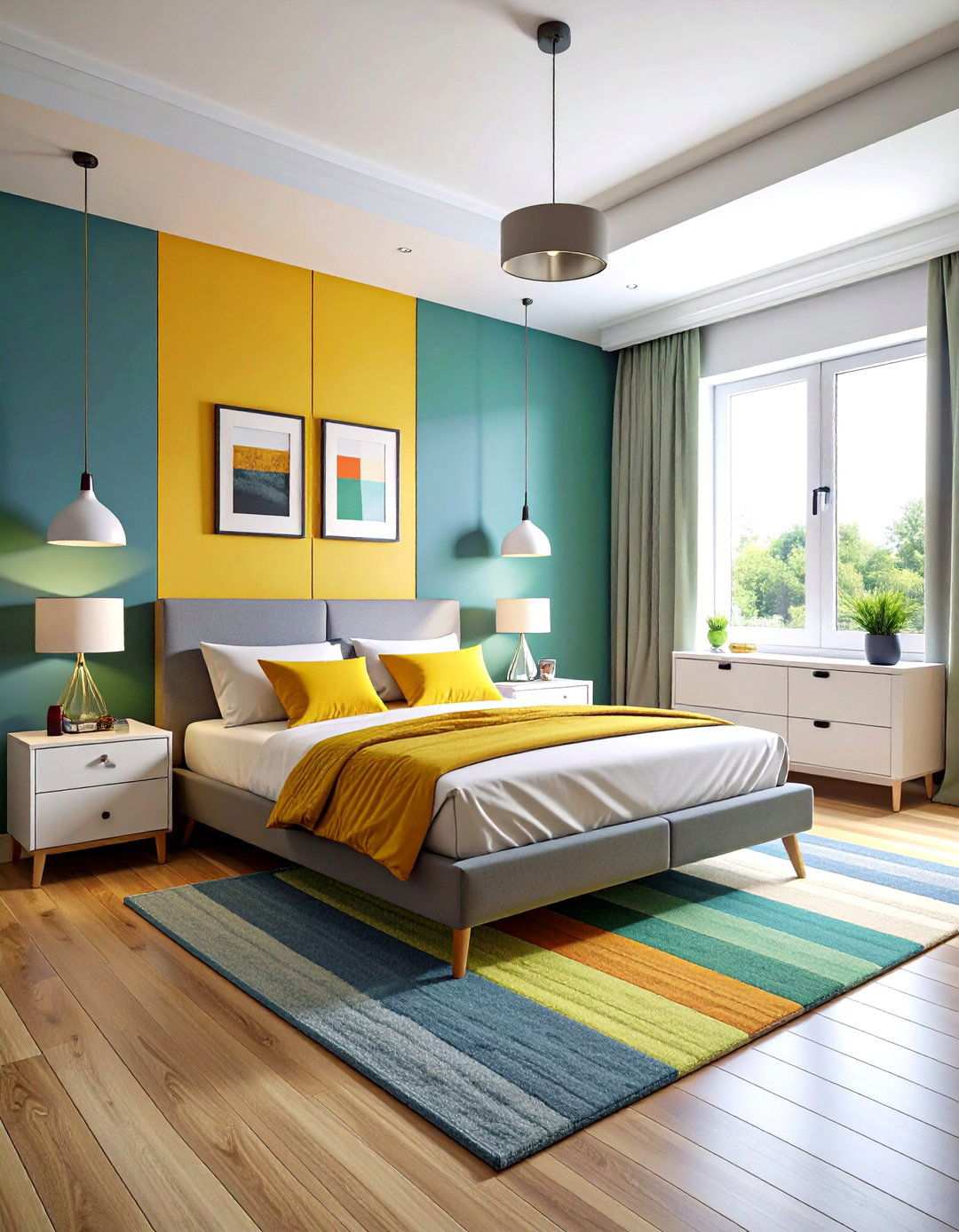 Soccer Color Blocking Design Theme - 24 Soccer Themed Bedroom Ideas