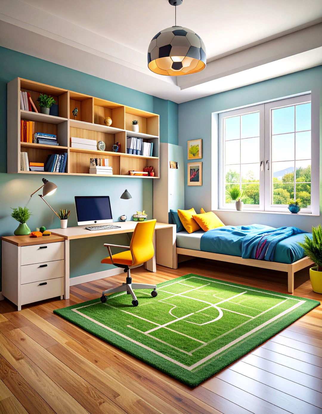 Soccer Themed Study Area Design - 24 Soccer Themed Bedroom Ideas
