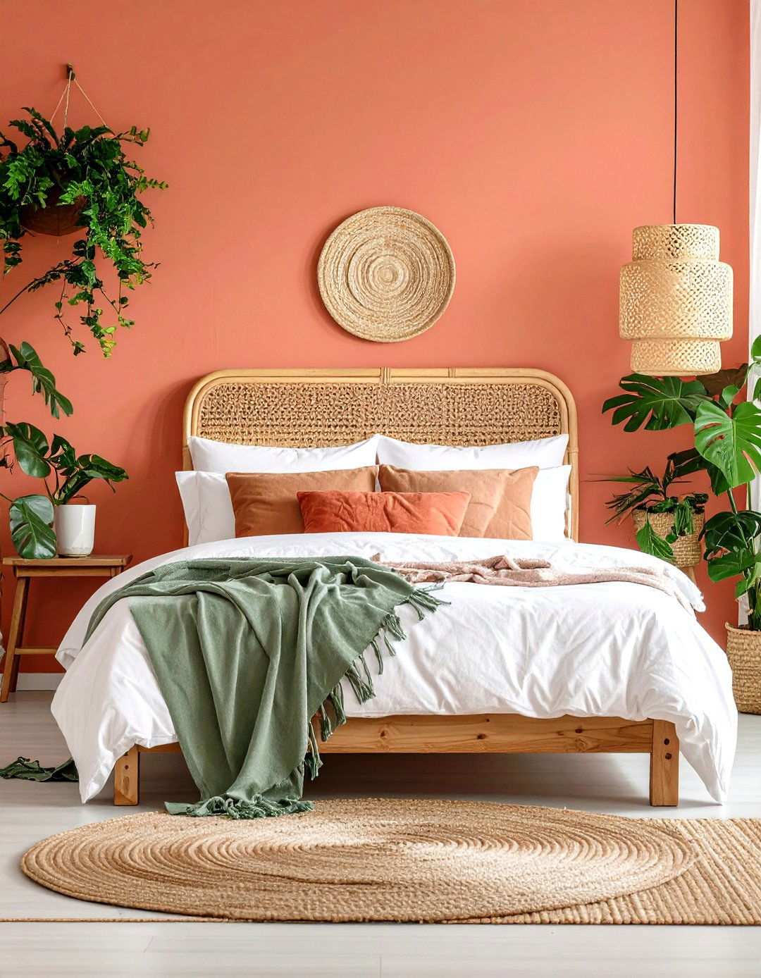 Soft Coral Limewash Tropical Bedroom - 24 Limewash Bedroom Ideas