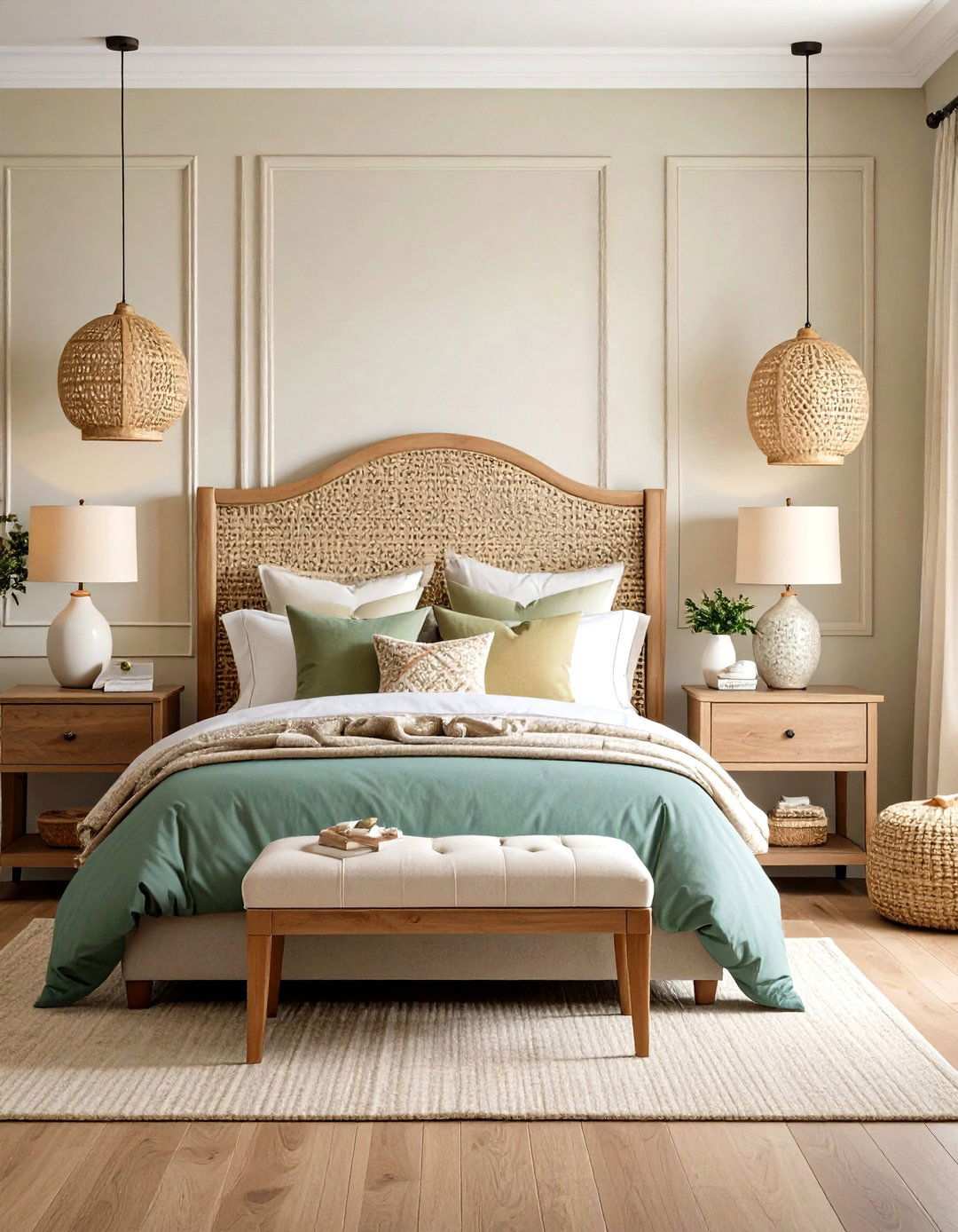 Soft Cream Limewash Transitional Bedroom - 24 Limewash Bedroom Ideas