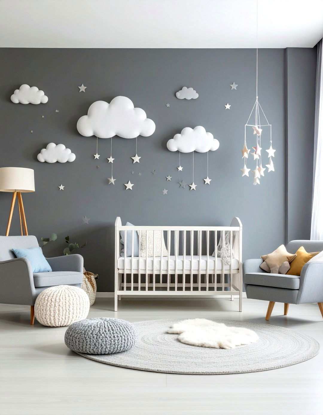 Soft Gray Cloud Nursery - 24 Neutral Nursery Ideas