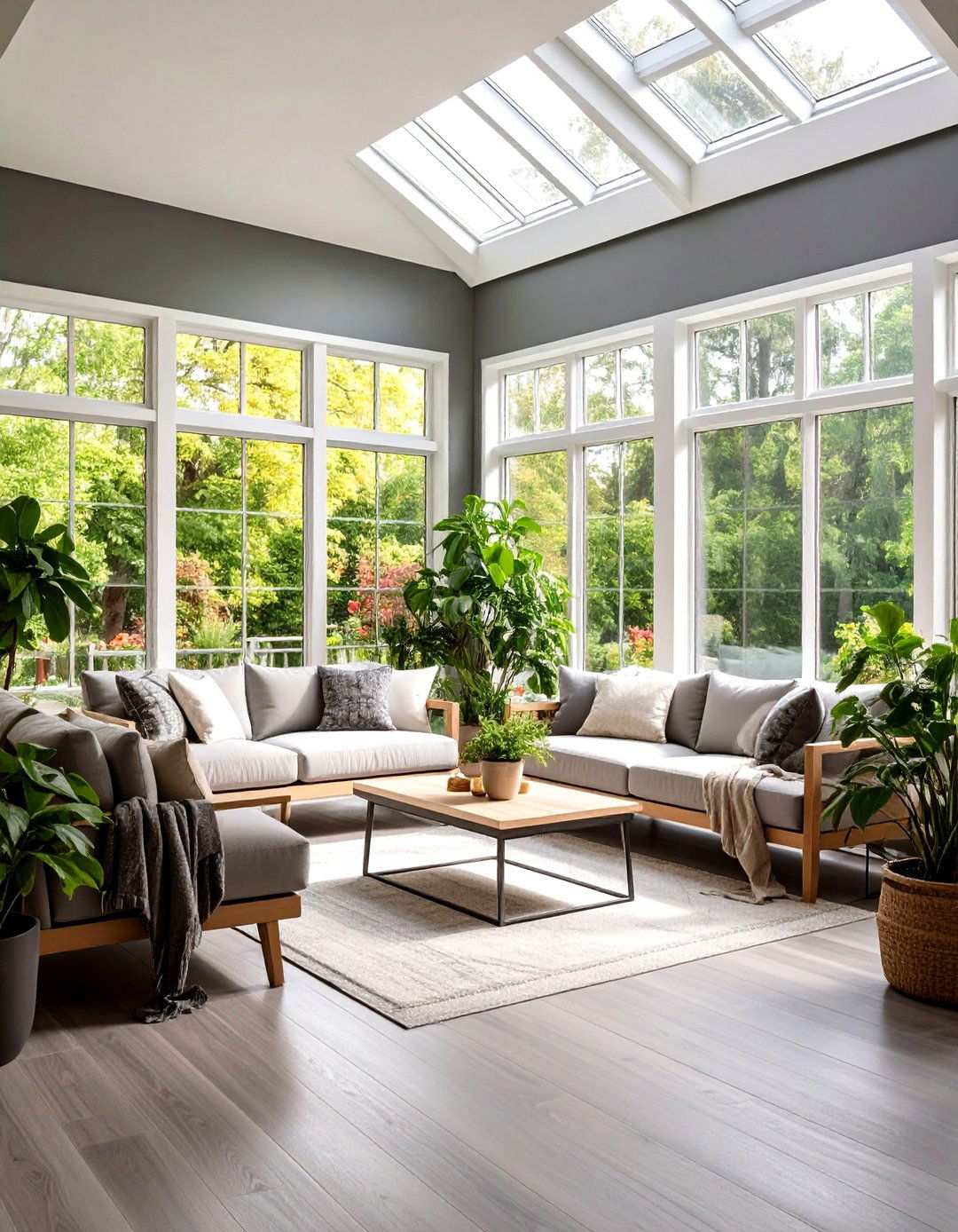 Soft Gray Sunroom with Modern Appeal - 24 Sunroom Color Ideas