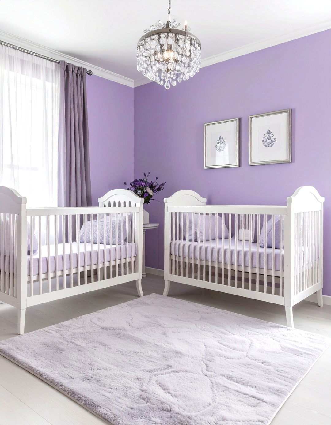 Soft Lavender Twin Sanctuary - 24 Twin Nursery Ideas