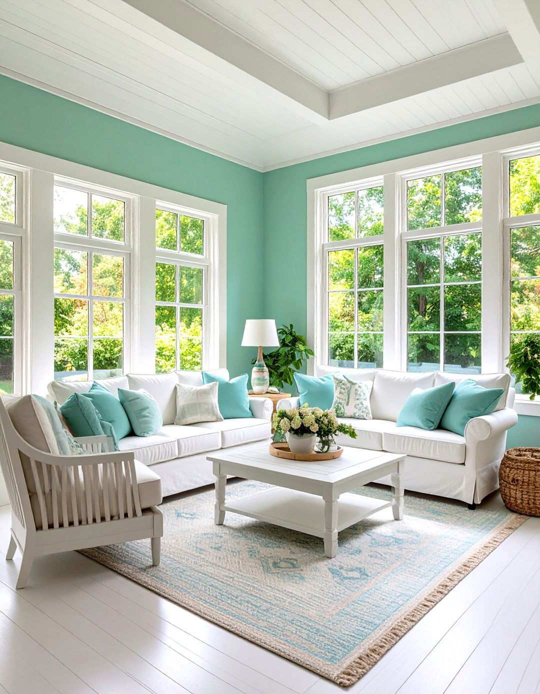 Soft Mint Sunroom with Fresh Vitality - 24 Sunroom Color Ideas