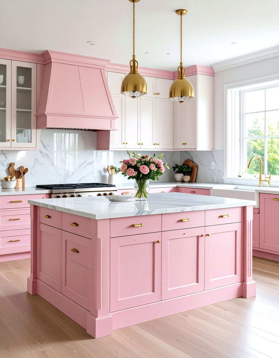 Soft Pink Kitchen Islands - 24 Kitchen Island Color Ideas