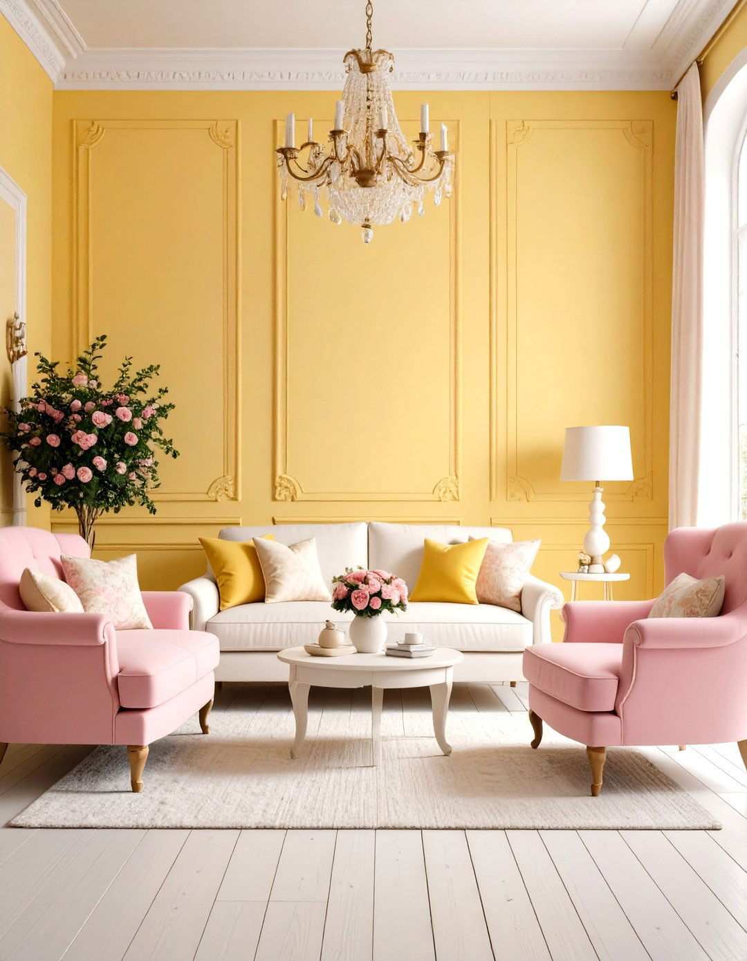 Soft Yellow and Pink Living Room - 24 Yellow Living Room Ideas