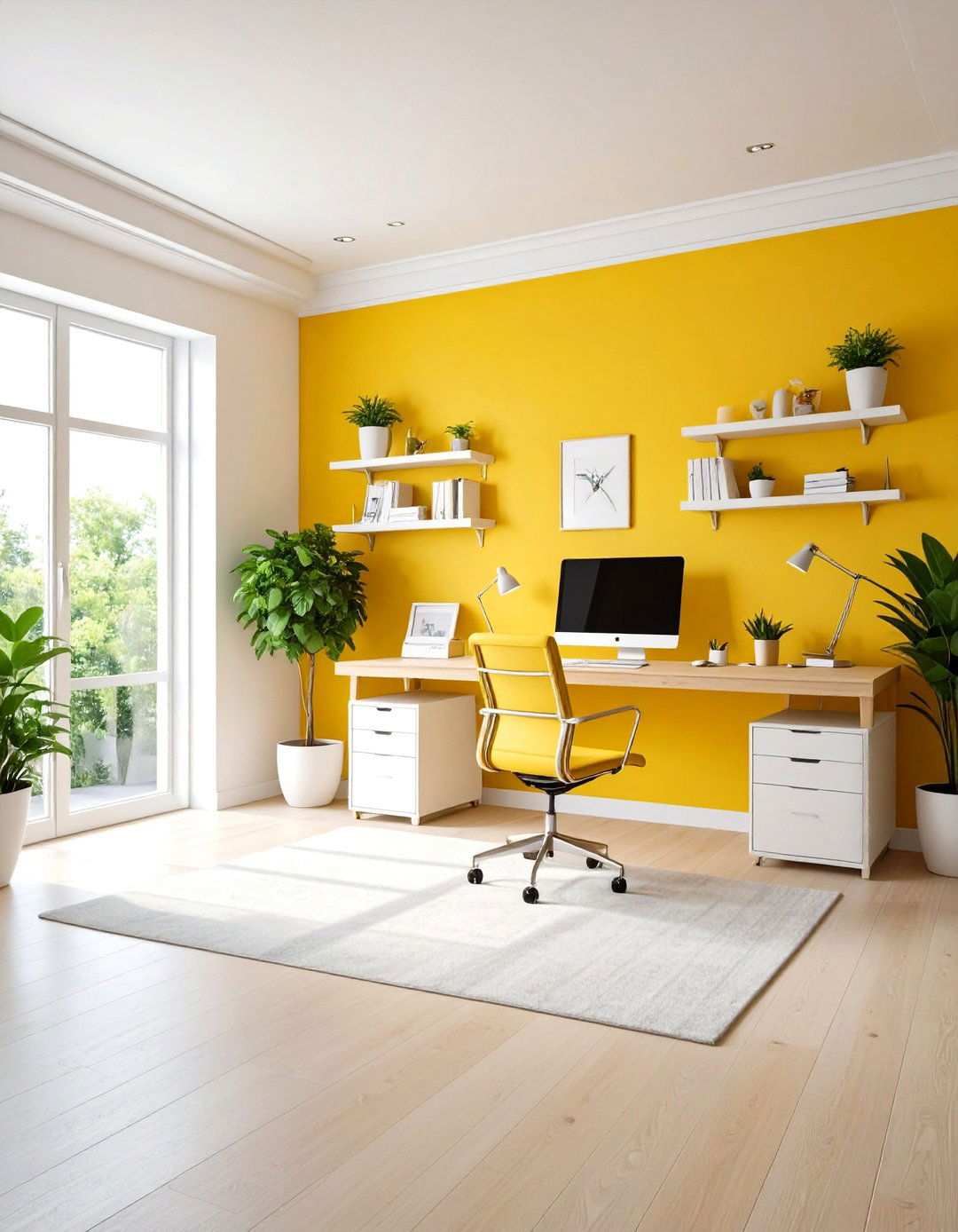 Soft Yellow Sunshine Productivity - 24 Home Office Paint Colors