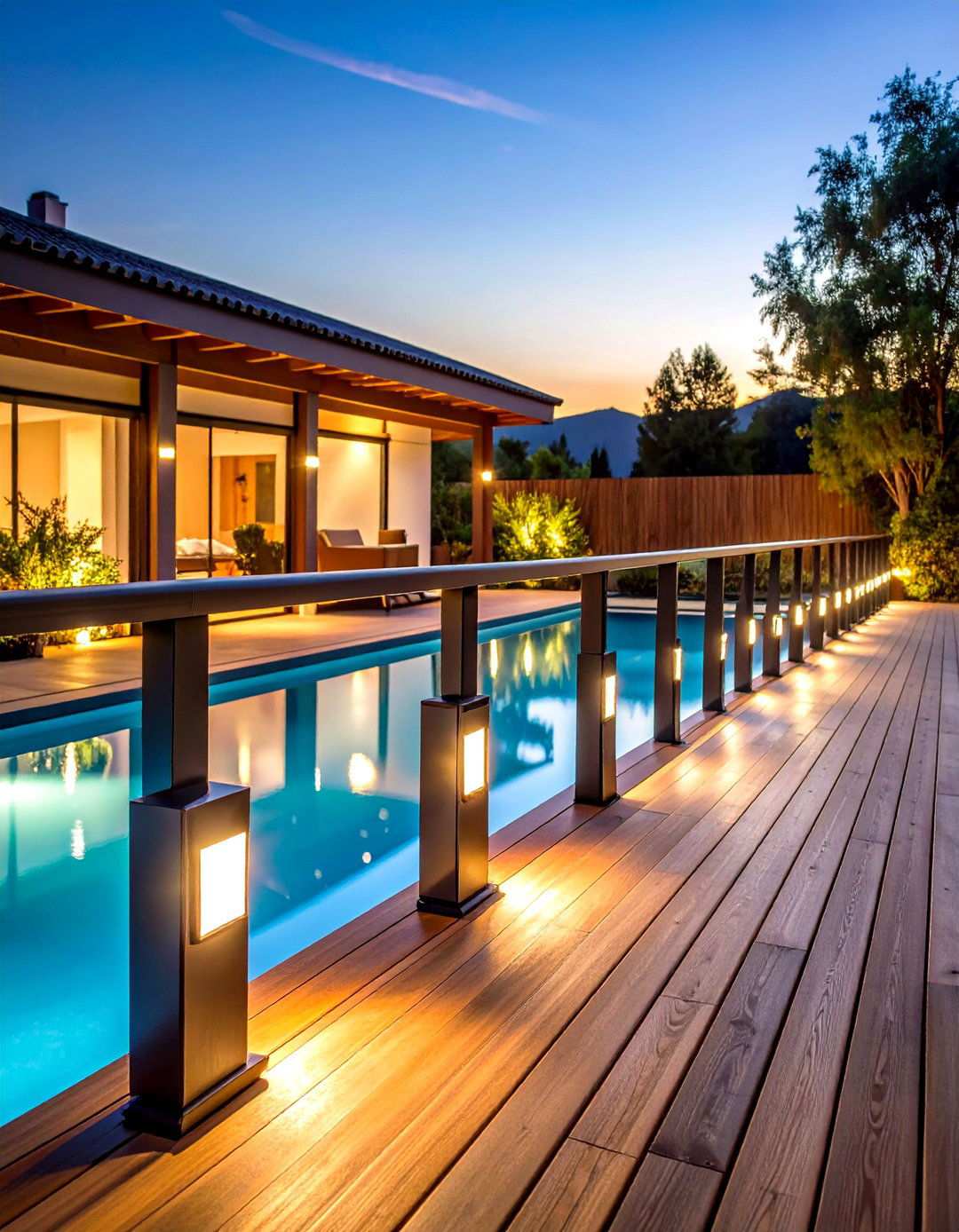 Solar Deck Rail Pool Lighting - 24 Pool Lighting Ideas