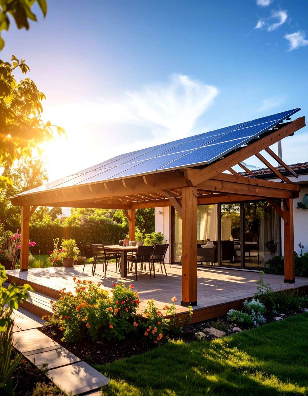 Solar Panel Integrated Roof - 24 Pergola Roof Ideas
