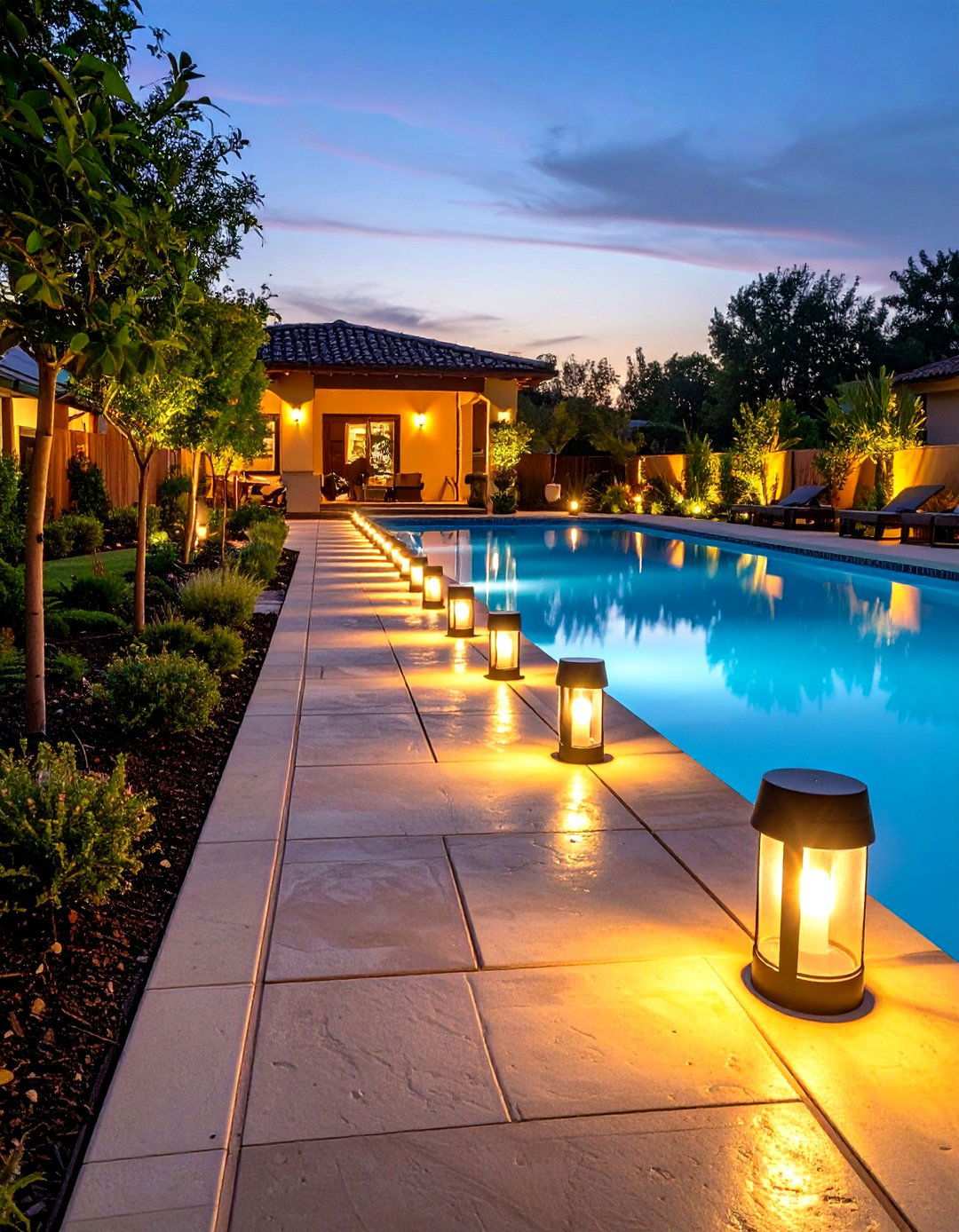 Solar Pathway Pool Landscape Lighting - 24 Pool Lighting Ideas