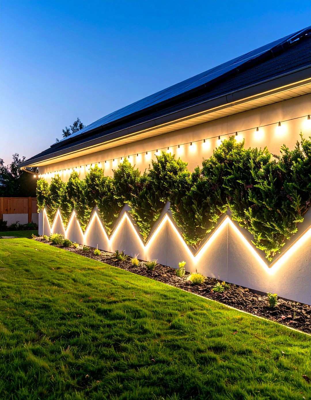 Solar Powered LED String Light Wall Displays - 24 Outdoor Wall Decor Ideas