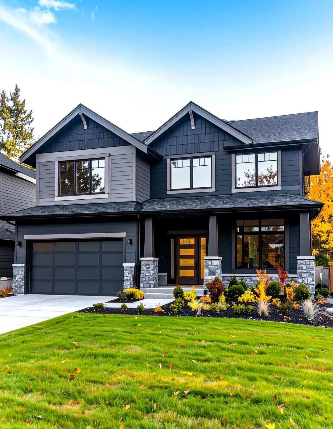 Sophisticated Charcoal and Light Gray Balance - 24 Two-tone Siding Designs