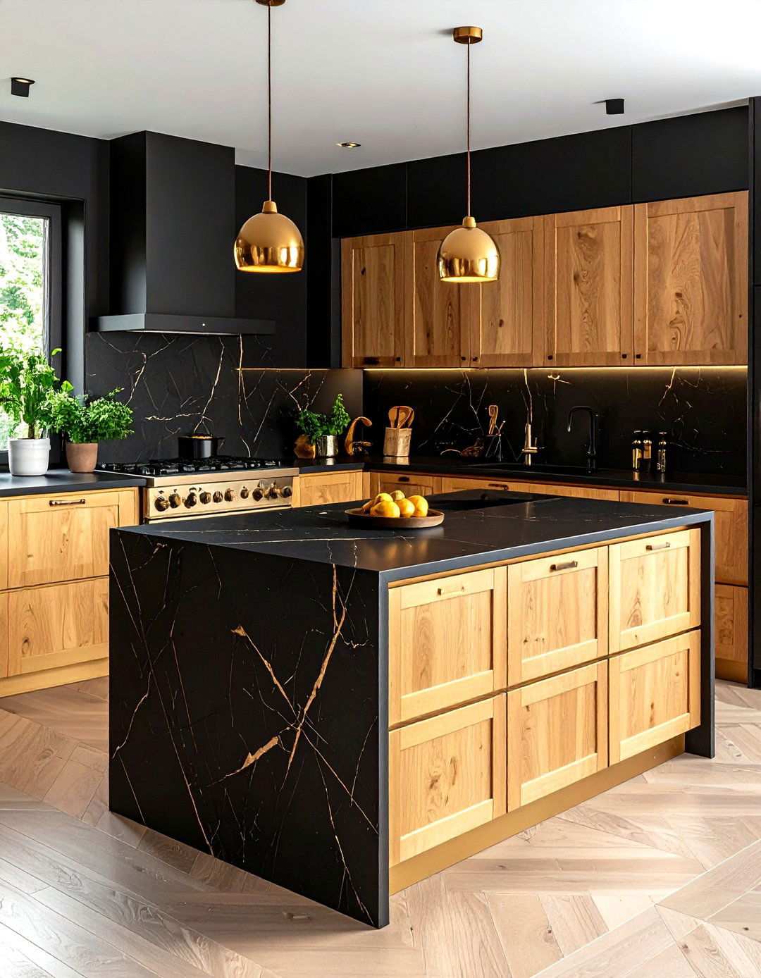 Sophisticated Charcoal Surfaces - 24 what color countertops go with oak cabinets