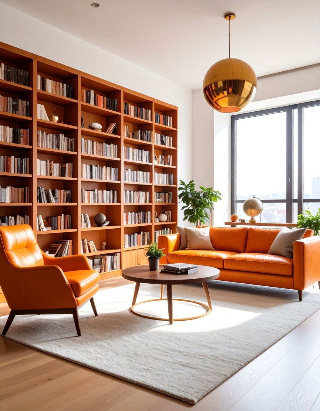 Sophisticated Orange Study Library - 24 Orange Accent Wall Ideas