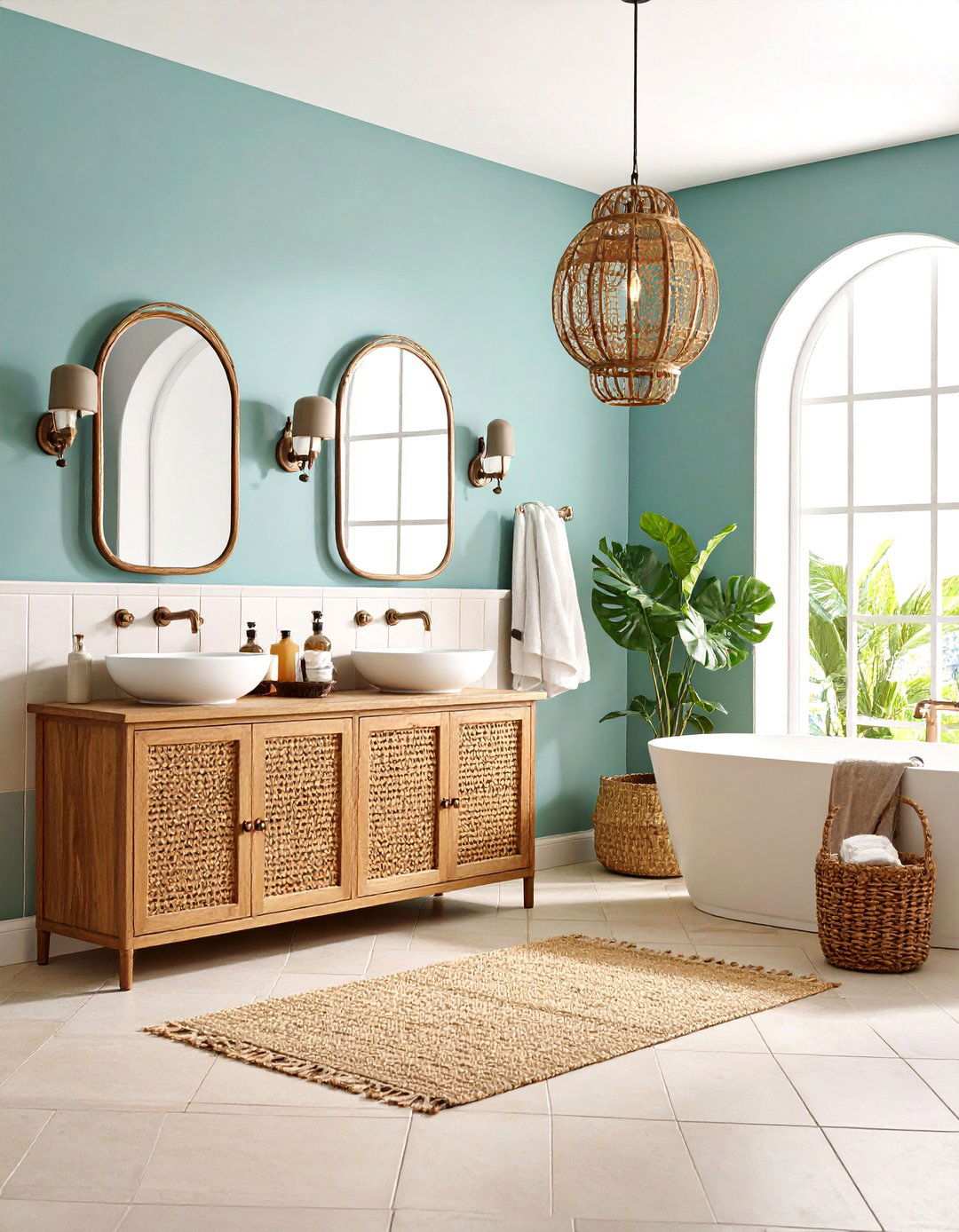 Spanish Bathroom with Arched Mirror Collection - 24 spanish interior design ideas