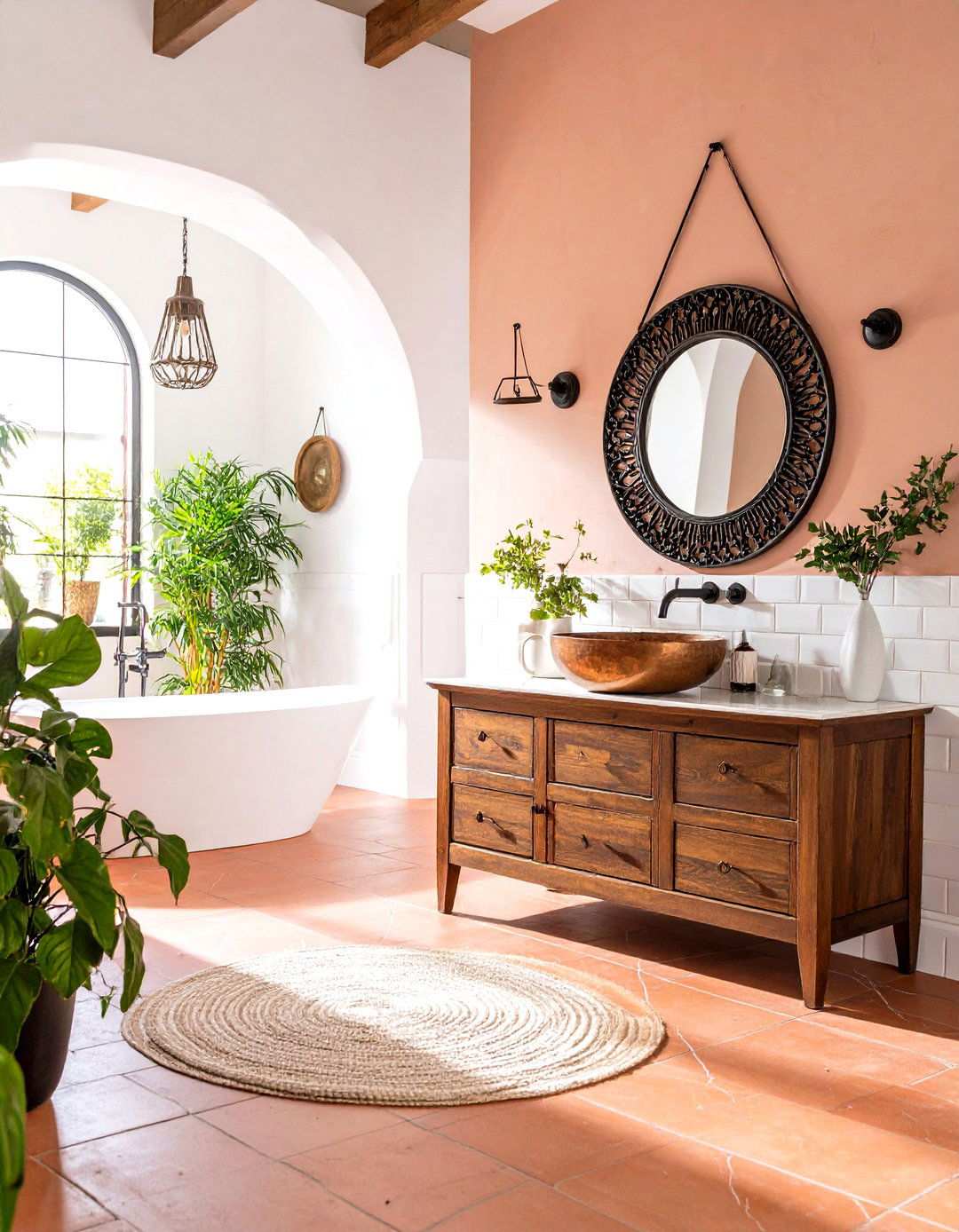 Spanish Bathroom with Copper Vessel Sink - 24 spanish interior design ideas