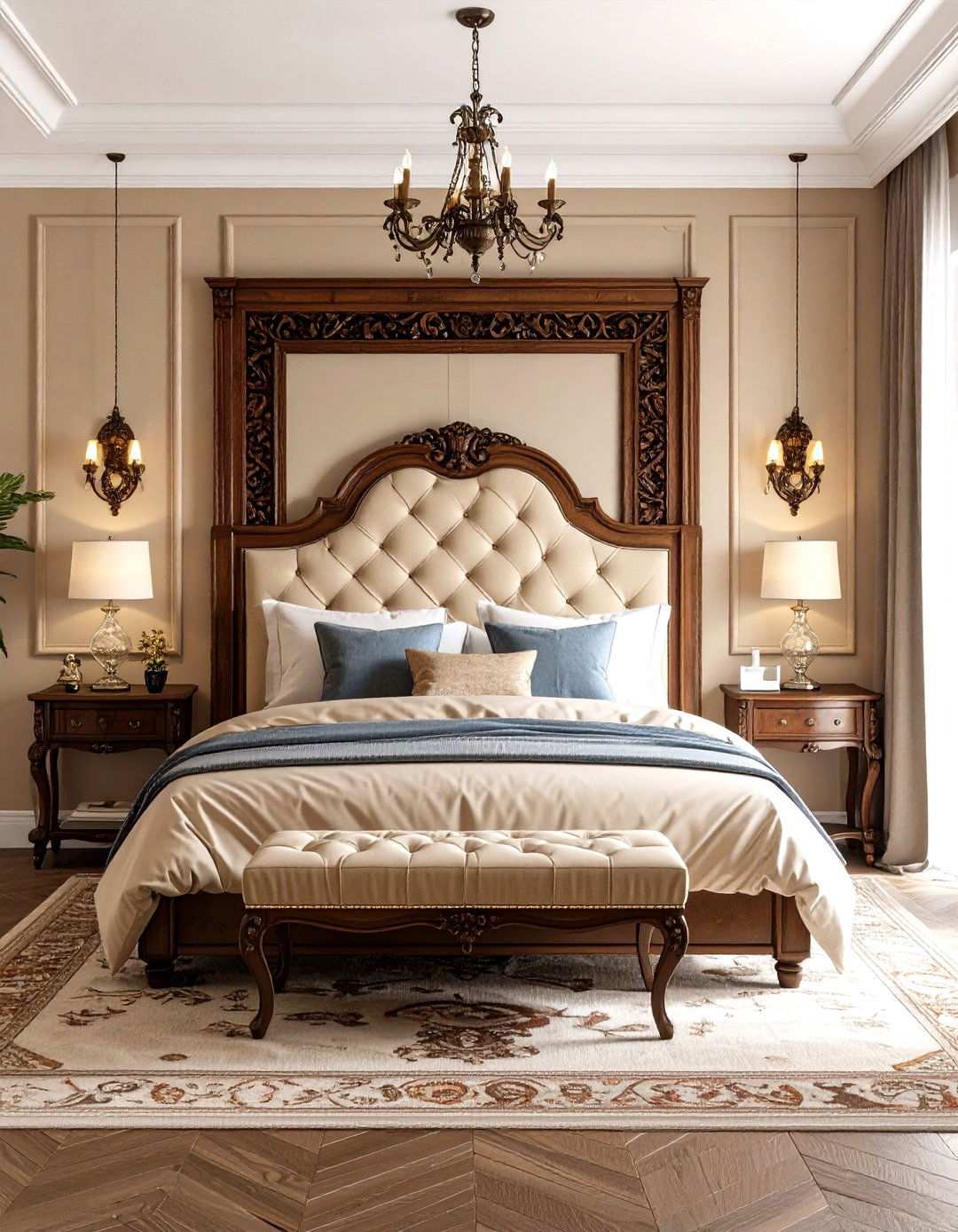 Spanish Bedroom with Ornate Carved Headboard - 24 spanish interior design ideas