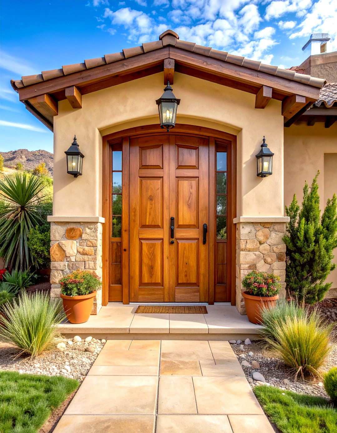 Spanish Cedar Wood Door - 24 Spanish Style Front Door Ideas