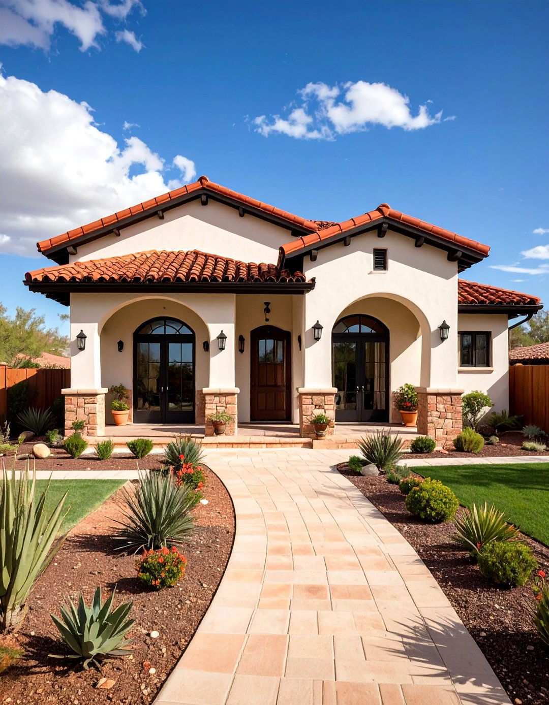 Spanish Colonial Brick Adaptation - 24 White Brick House With Black Trim
