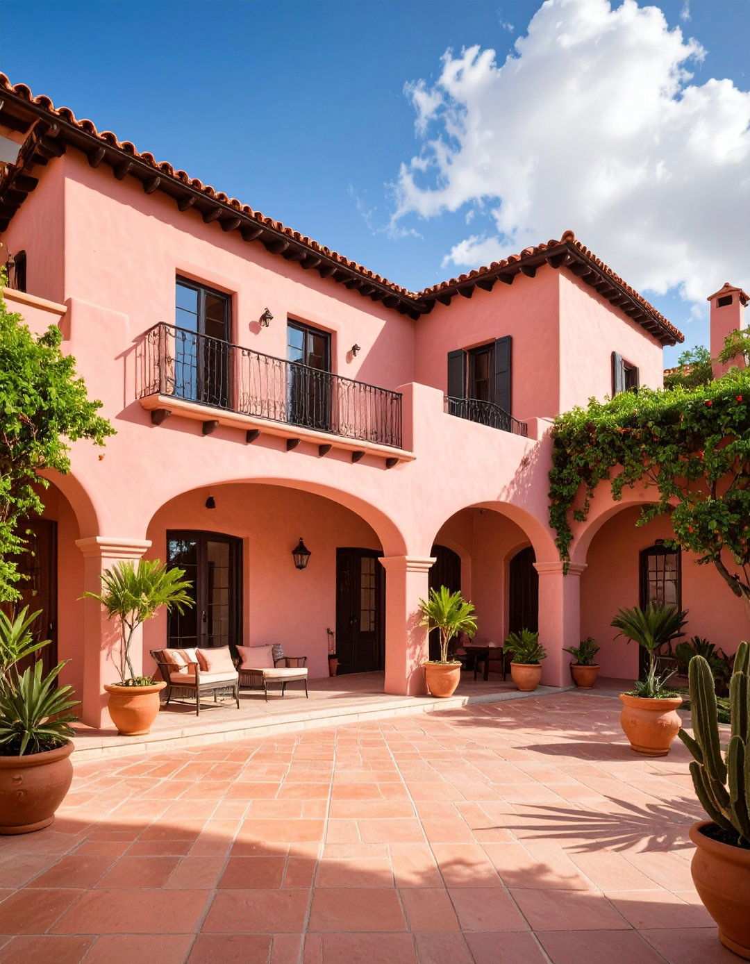 Spanish Colonial Pink Hacienda Style - 24 Pink House Exterior Ideas