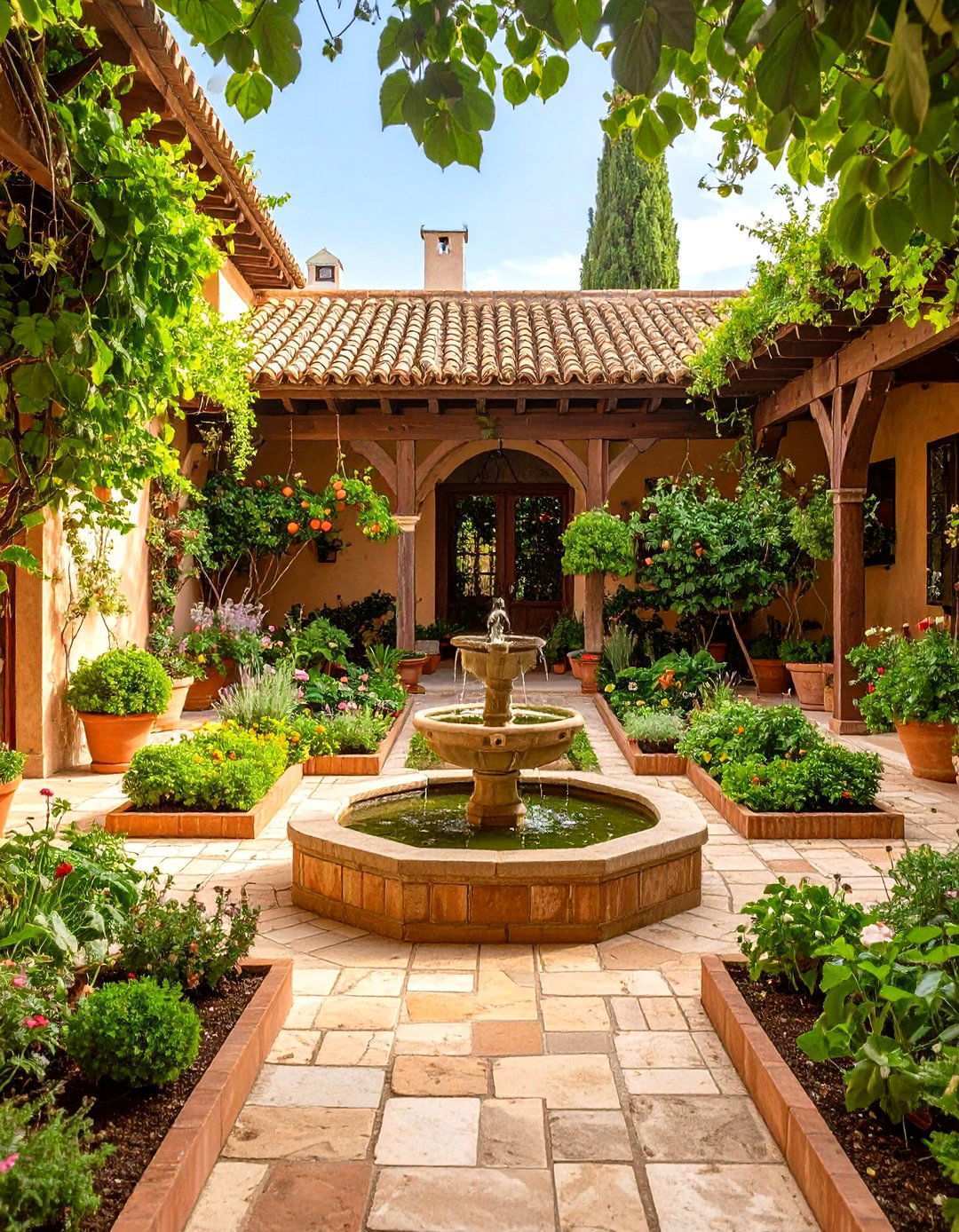 Spanish Courtyard Kitchen Garden - 24 Spanish Courtyard Ideas