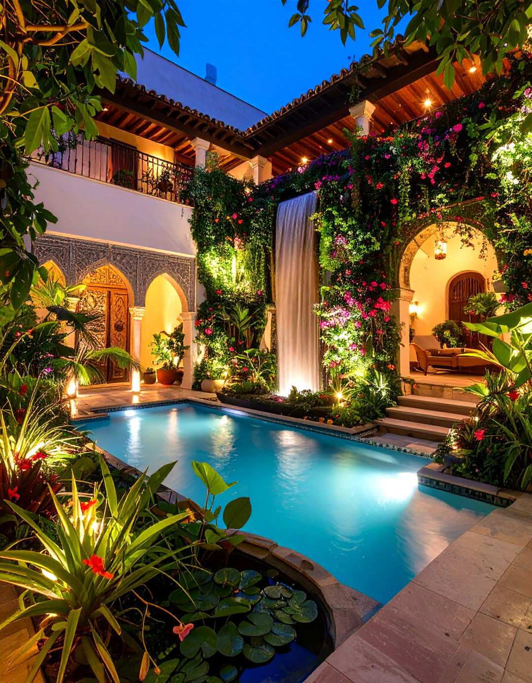 Spanish Courtyard Water Wall Symphony - 24 Spanish Courtyard Ideas