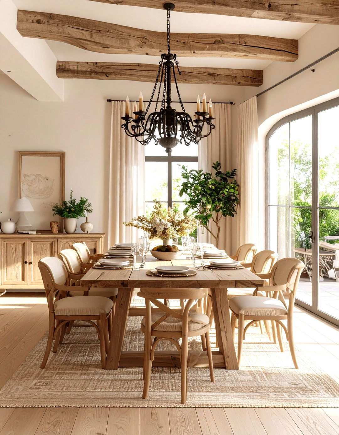 Spanish Dining Room with Rustic Wooden Table - 24 spanish interior design ideas