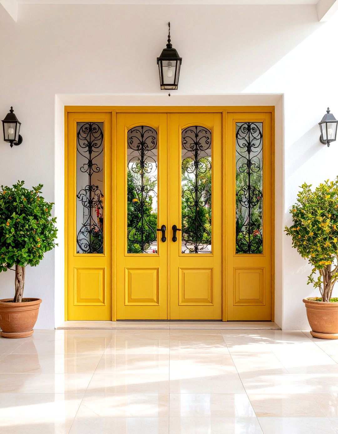 Spanish Door with Side Panels - 24 Spanish Style Front Door Ideas