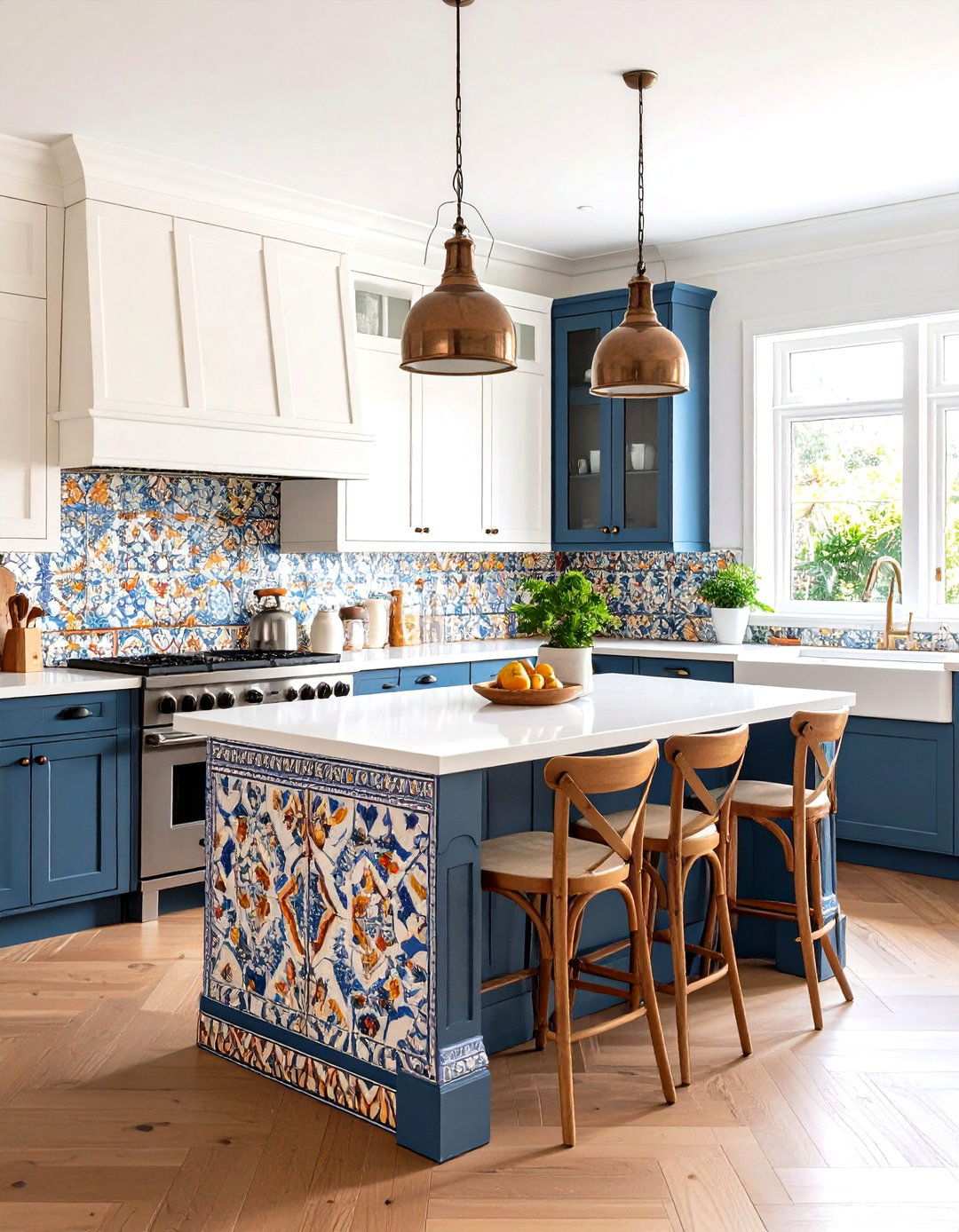 Spanish Kitchen Island with Decorative Tile Base - 24 spanish interior design ideas