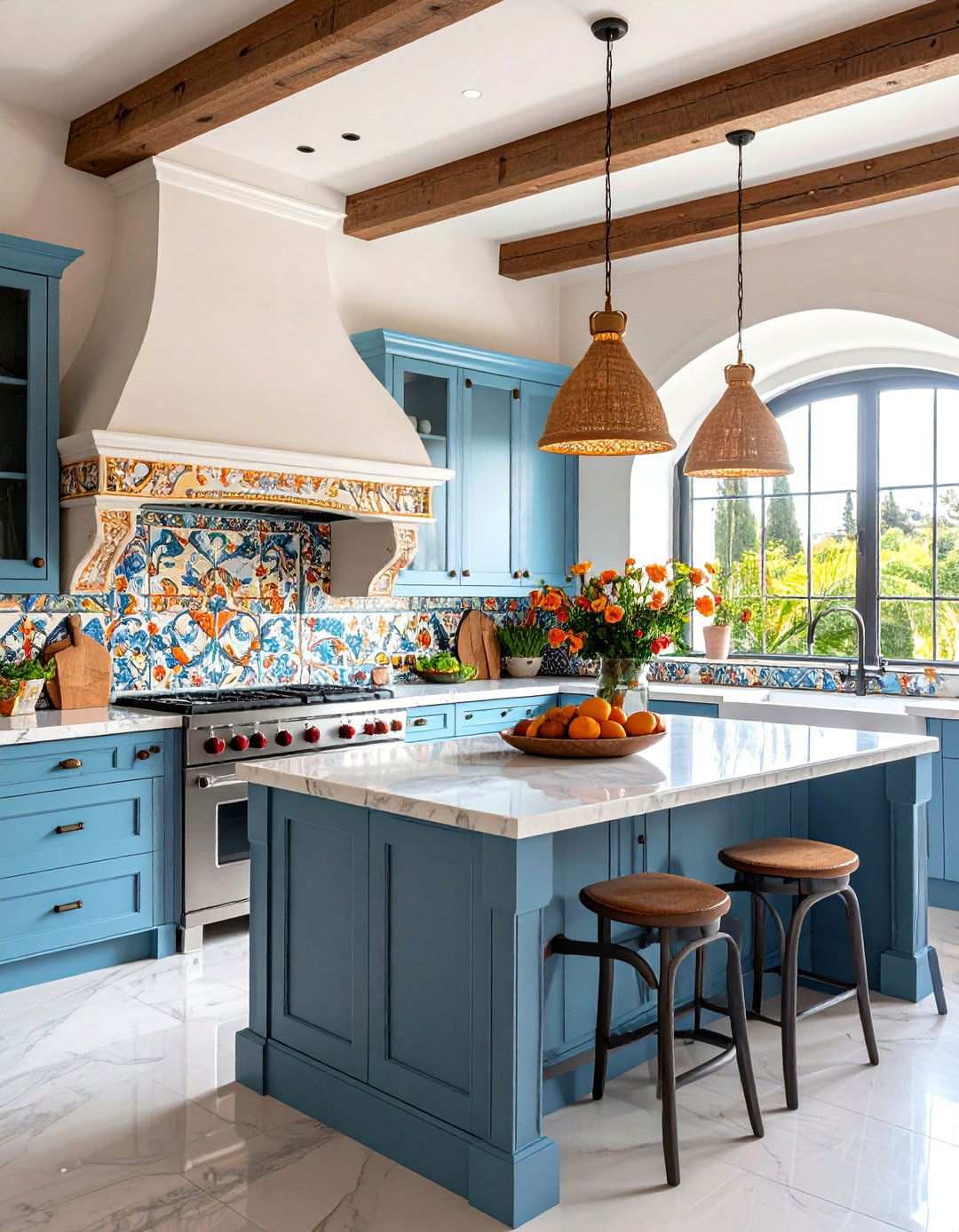 Spanish Kitchen with Decorative Range Hood - 24 spanish interior design ideas