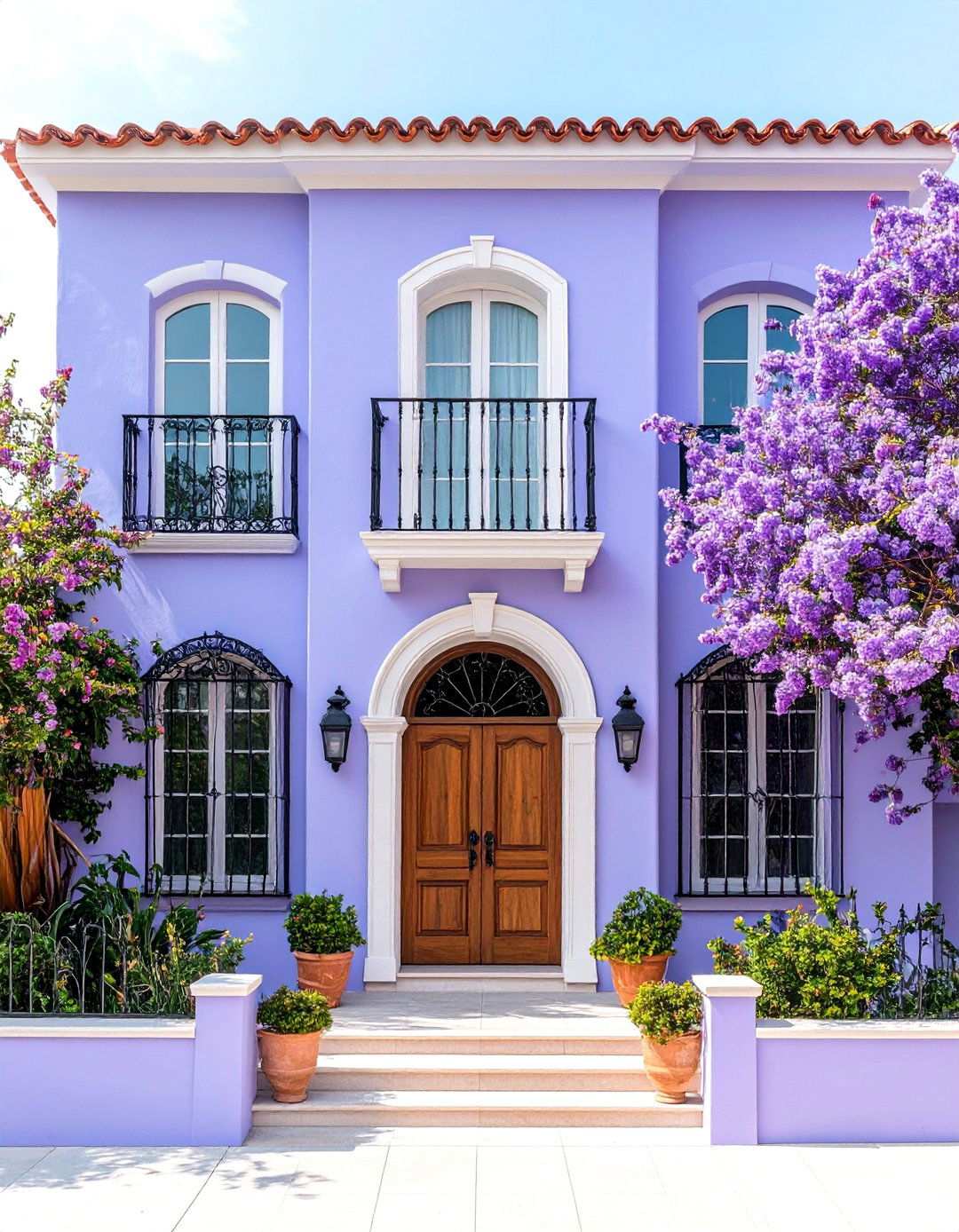 Spanish Revival Lavender Hacienda - 24 Purple House Exterior Ideas