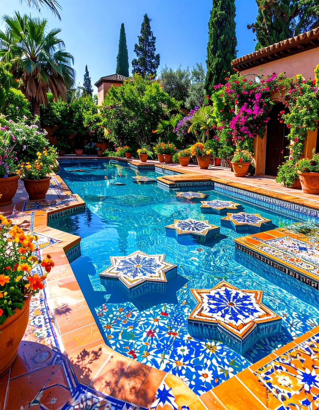 Specialty Shape Pool Waterline Tiles with Unique Geometry - 24 Waterline Pool Tile Ideas