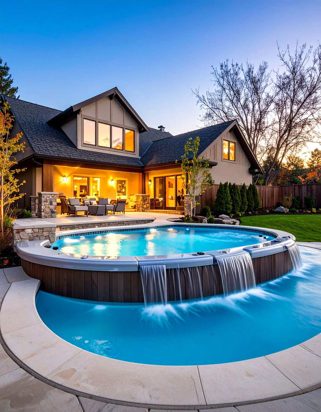 Spillover Spa Pool Combination - 24 Small Inground Pool Ideas