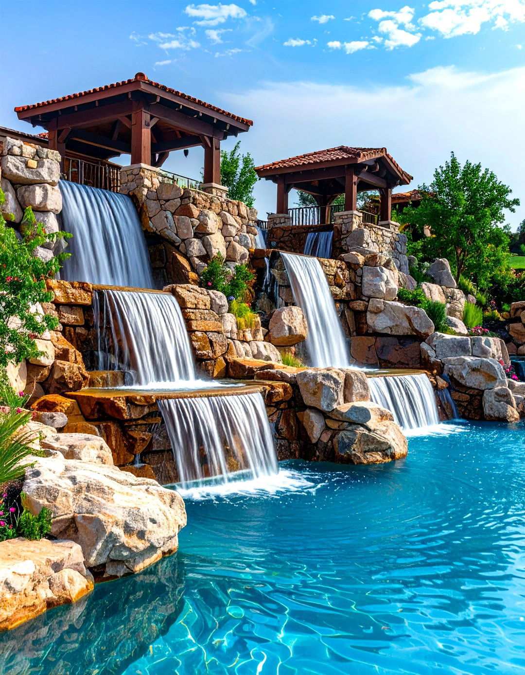Spillway Water Features - 24 Lagoon Pool Design Ideas