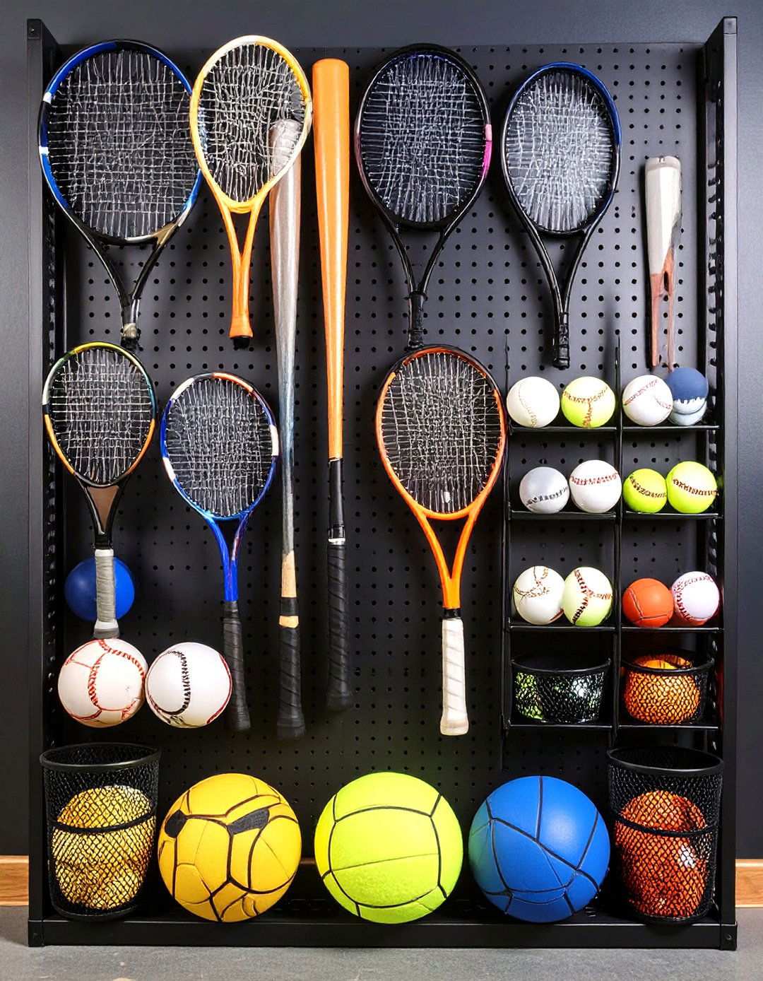 Sports Equipment Storage - 24 Pegboard Ideas
