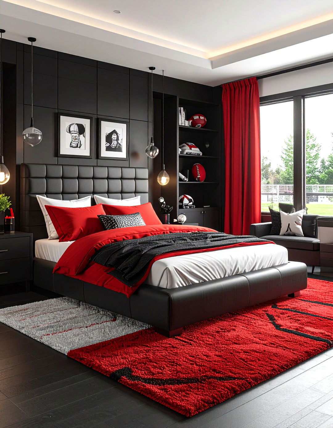 Sports Team Inspired Bedroom - 24 Red and Black Bedroom Ideas