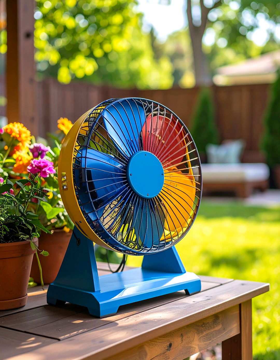 Sports Themed Patio Fan with Team Colors and Logos - 24 Patio Fan Ideas