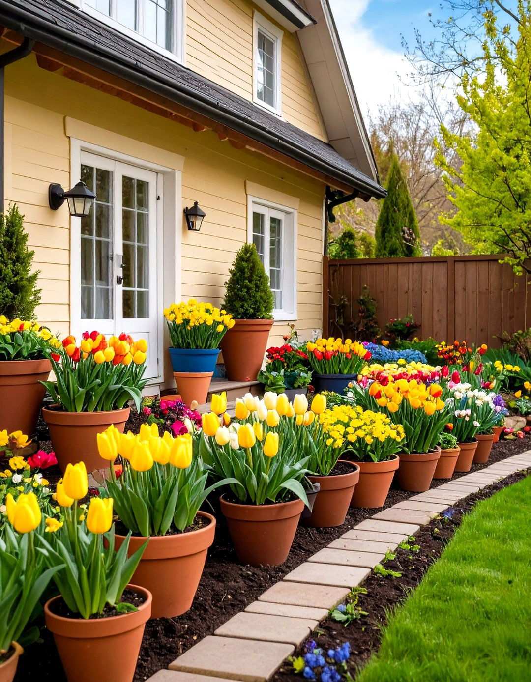 Spring Container Bulb Display - 24 Spring Garden Ideas