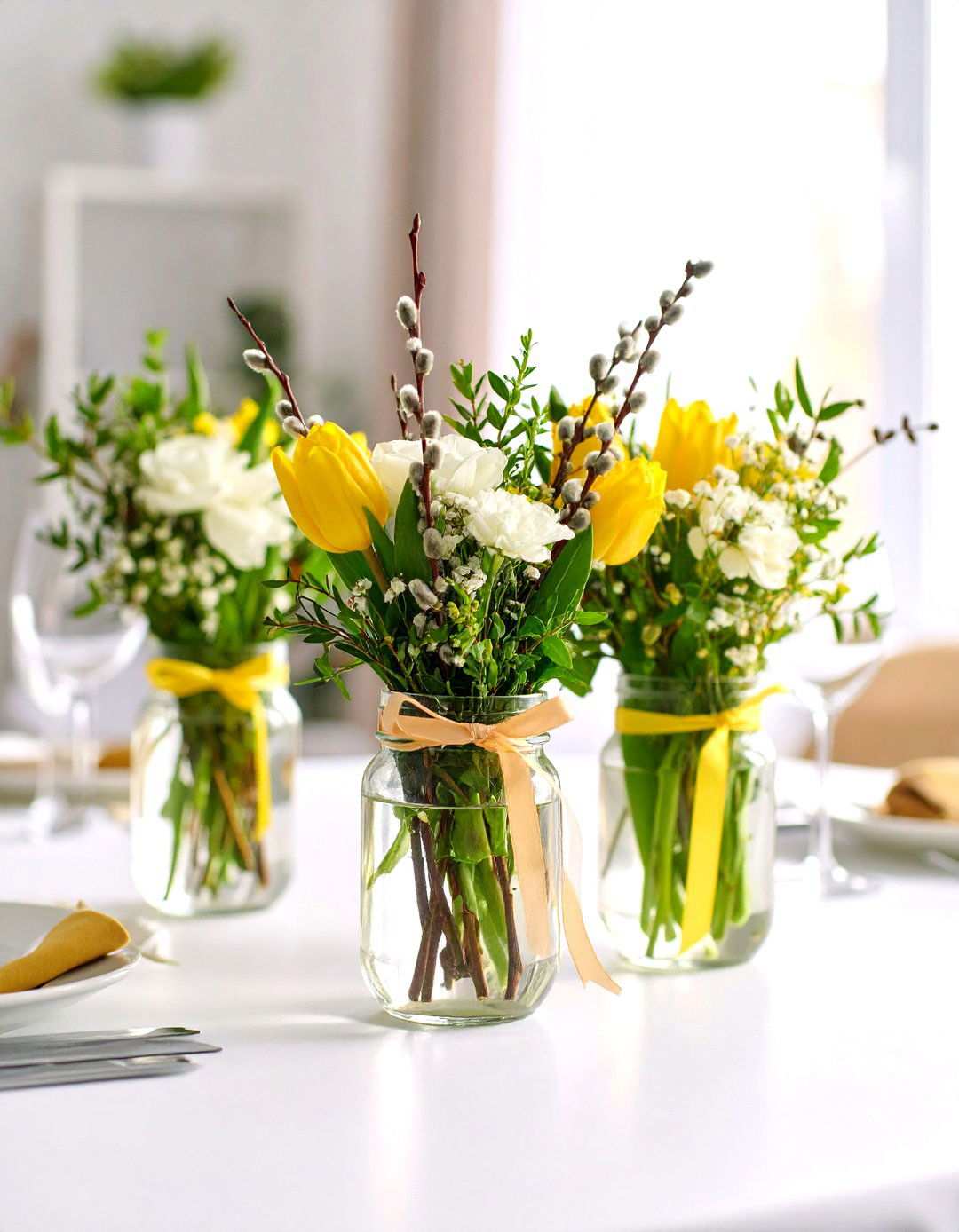 Spring Wildflower Meadow Arrangements - 24 Mason Jar Centerpiece Ideas