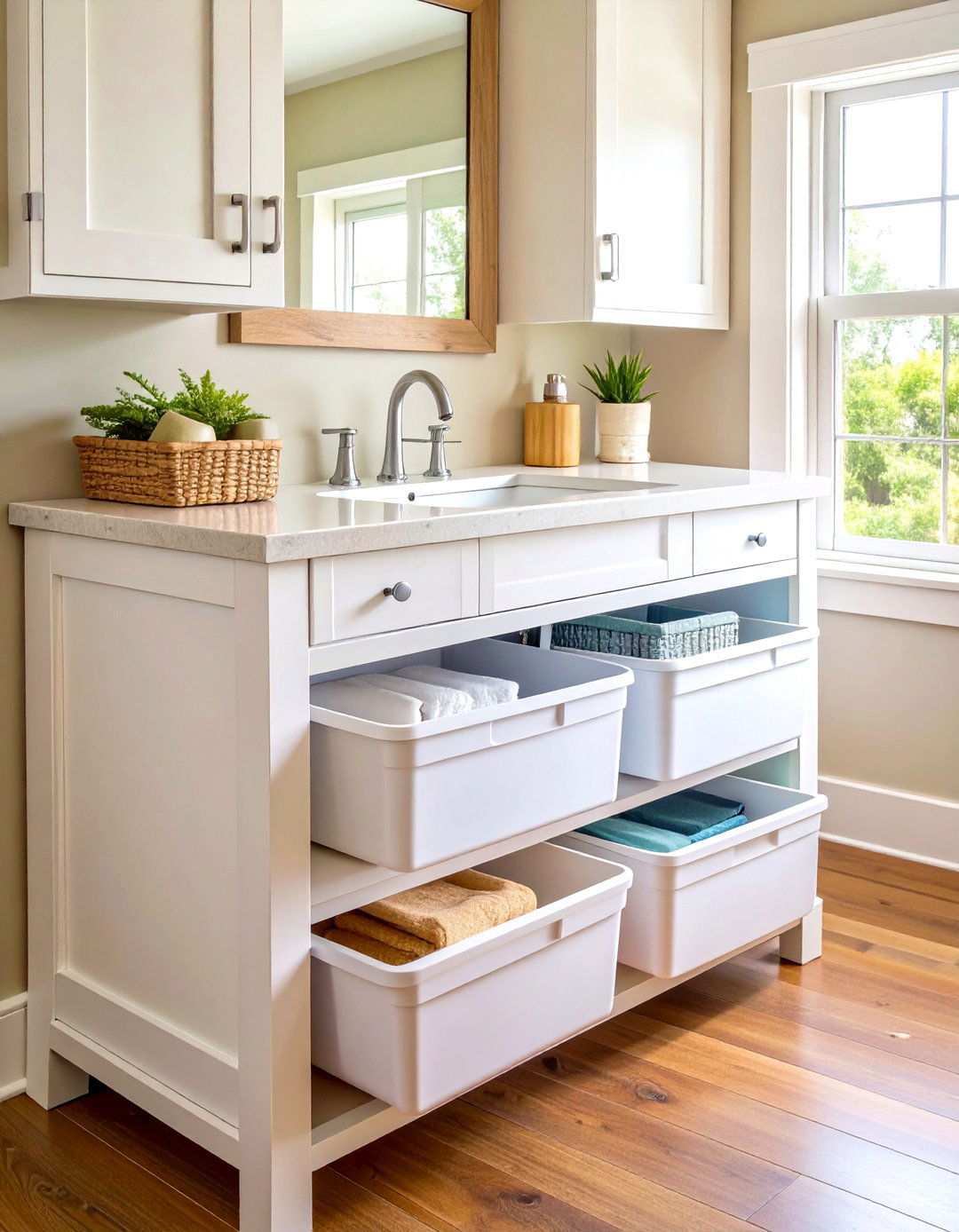 Stackable Storage Bin System - 24 Pedestal Sink Storage Ideas