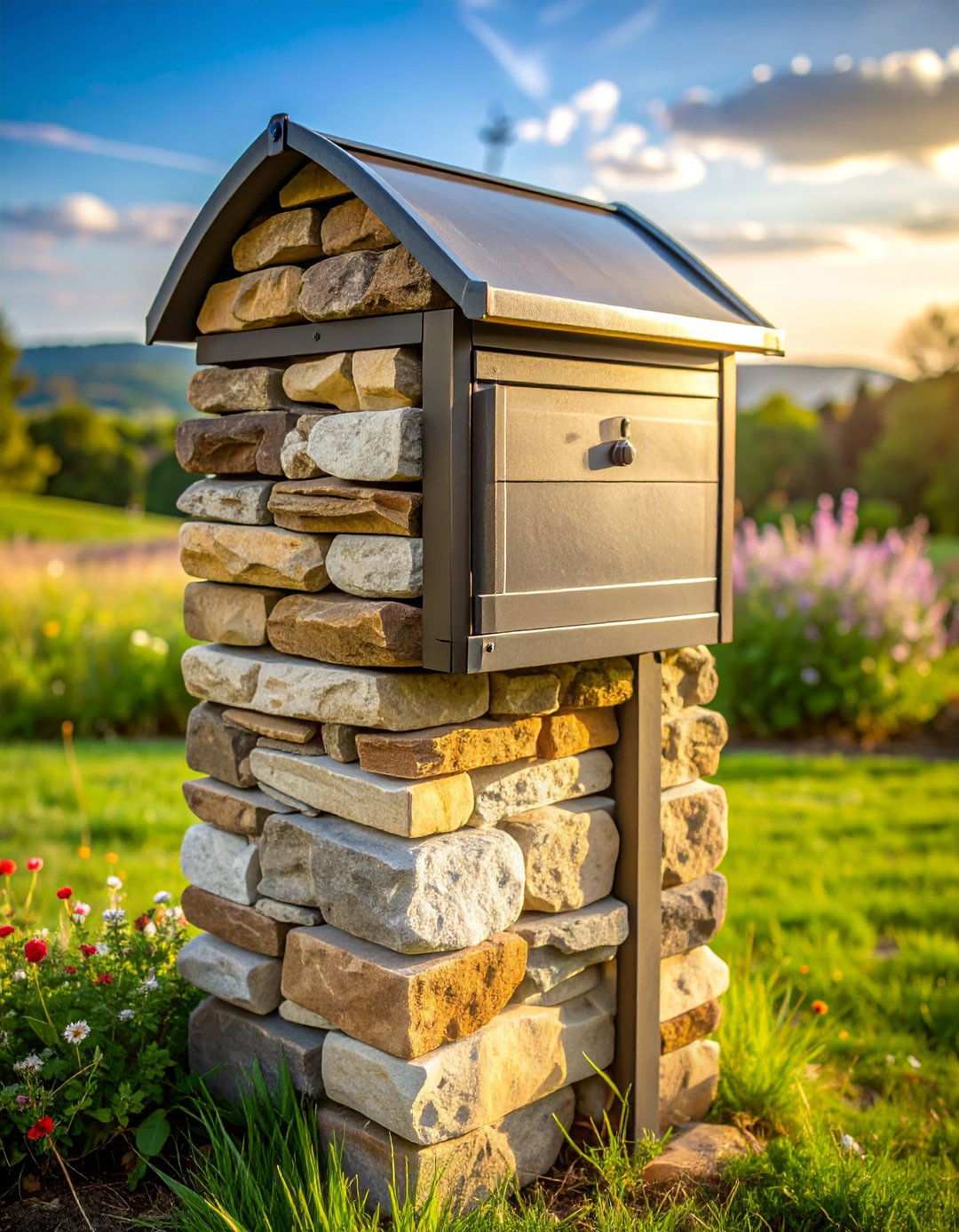 Stacked Stone Natural Formation - 24 Mailbox Post Ideas